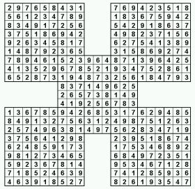 Wikipedia Samurai-Sudoku-Lösung